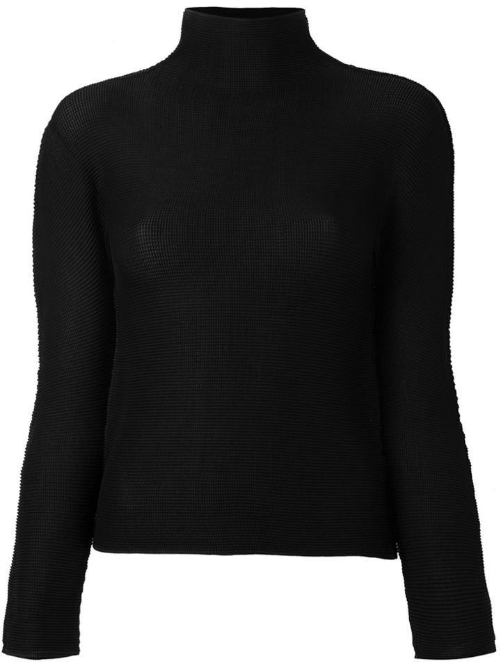 Issey Miyake Cauliflower Roll Neck Longsleeved Blouse - Black