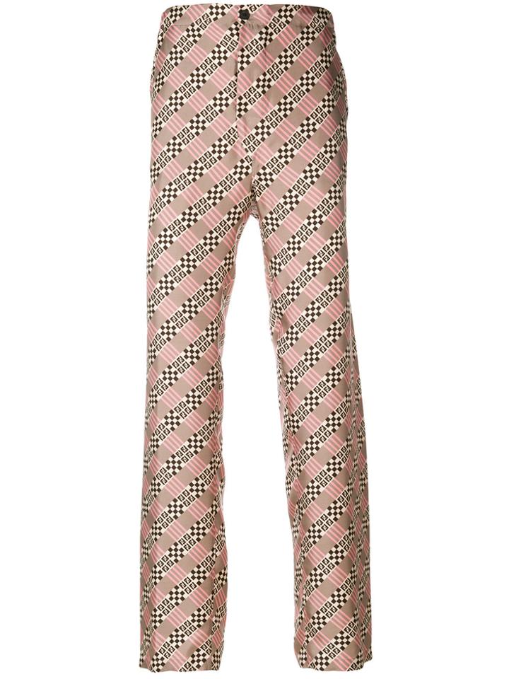 Fendi Flared Embroidered Trousers - Pink & Purple