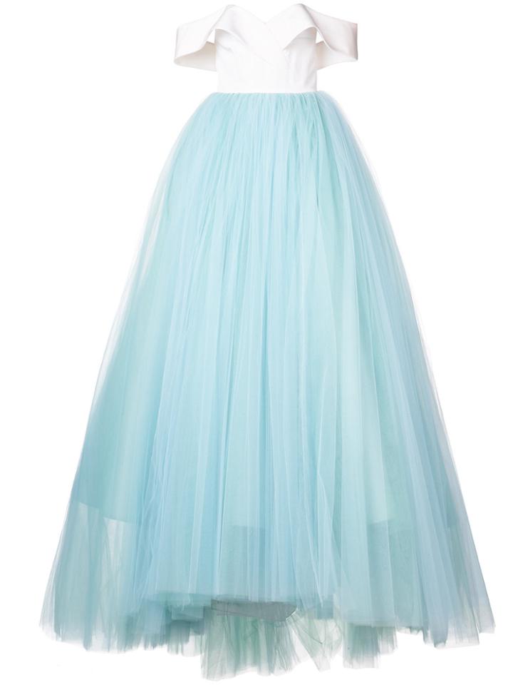 Christian Siriano Tulle Skirt Ball Gown - Blue