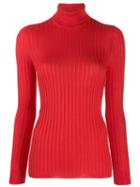 Gucci Fine Silk Turtleneck Knitted Top - Red
