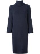 Dusan Turtleneck Shift Dress, Women's, Blue, Wool/cashmere