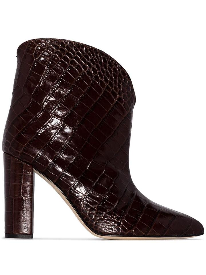 Paris Texas Croc-effect 100mm Ankle Boots - Brown