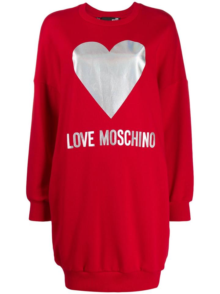 Love Moschino Foil Logo Jumper Dress - Red