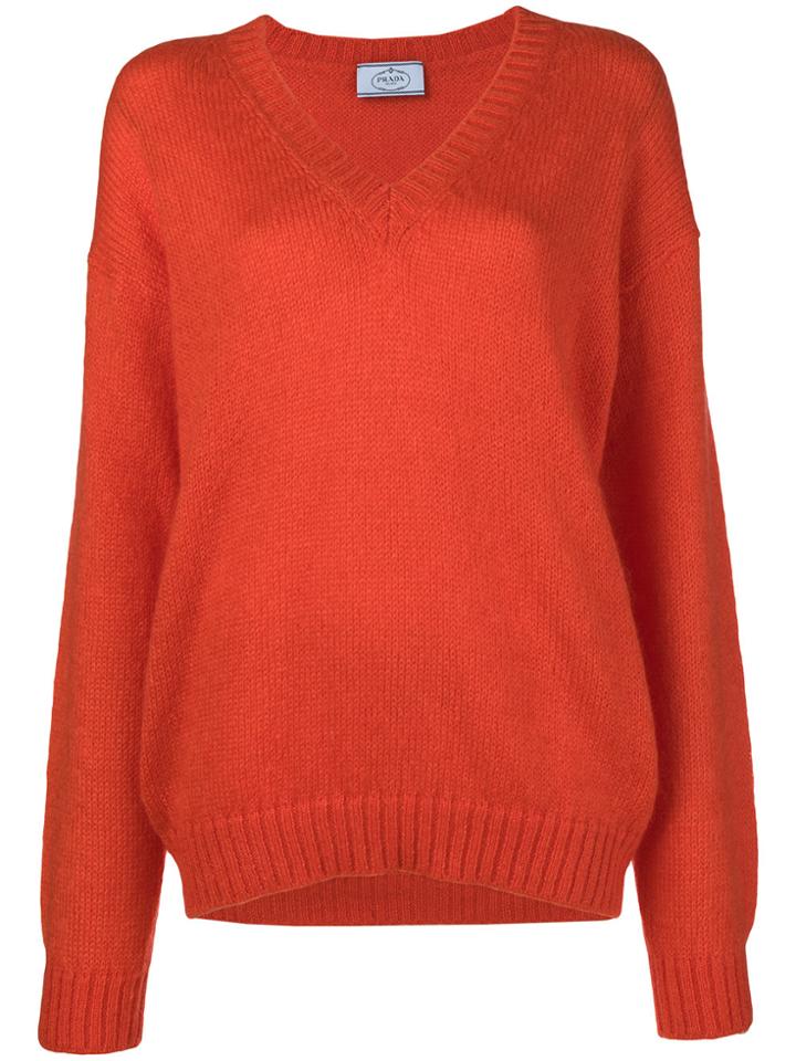 Prada V-neck Sweater - Yellow & Orange