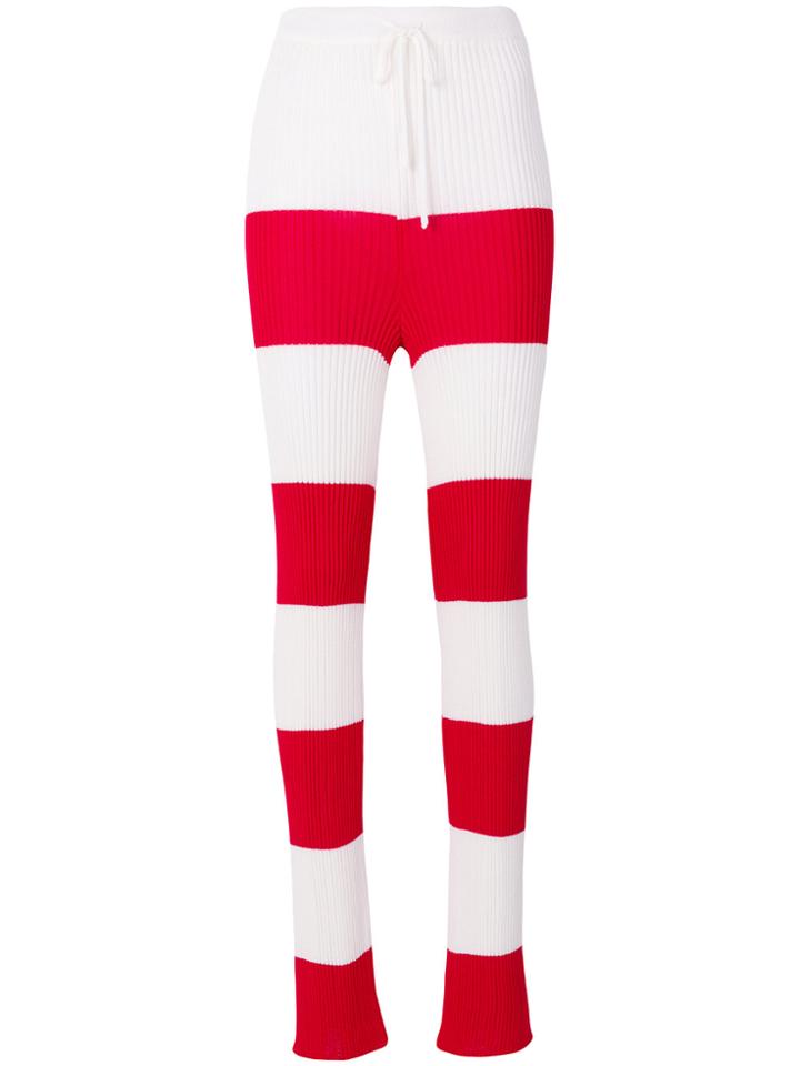 Marques'almeida Striped Ribbed-knit Leggings - White