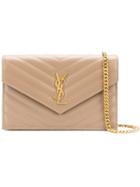 Saint Laurent Envelope Chain Wallet - Neutrals