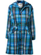 Essentiel Antwerp Check Hooded Coat - Blue