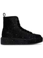 Marco De Vincenzo Velvet Glitter Flatform Hi Top Sneakers - Black