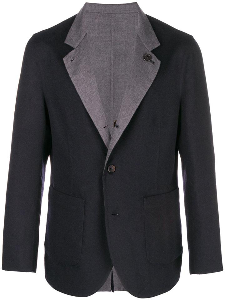 Brunello Cucinelli Contrast Collar Blazer - Blue