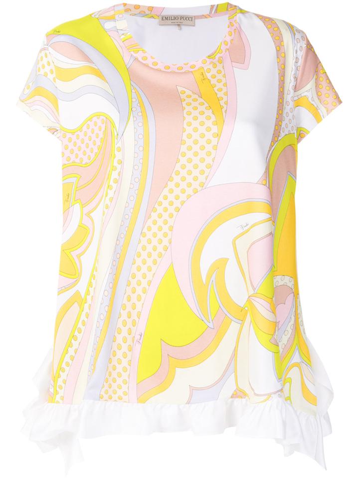 Emilio Pucci Patterned Ruffle Hem T-shirt - Multicolour