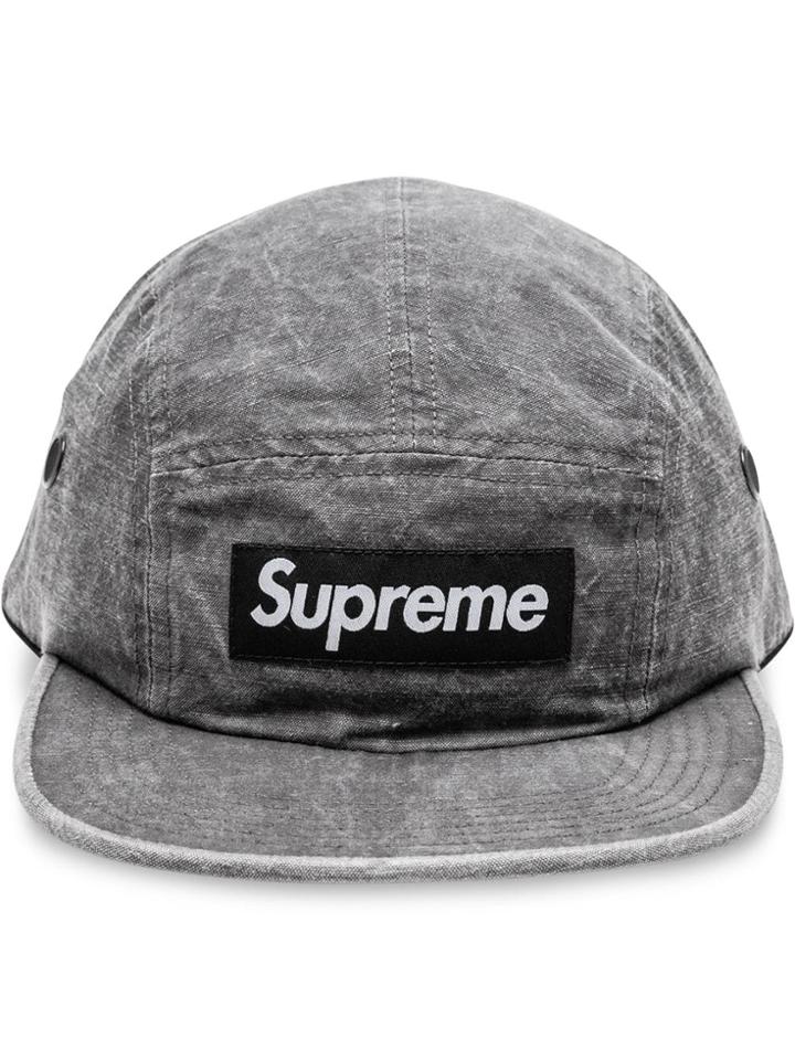 Supreme Washed Linen Camp Cap - Black