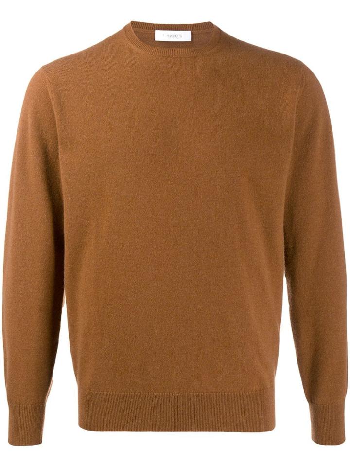 Cruciani Long Sleeve Ribbed Knit Sweater - Brown