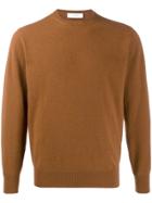 Cruciani Long Sleeve Ribbed Knit Sweater - Brown