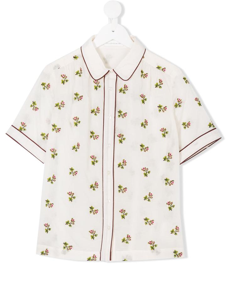 Les Coyotes De Paris Floral Embroidered Shirt - Nude & Neutrals
