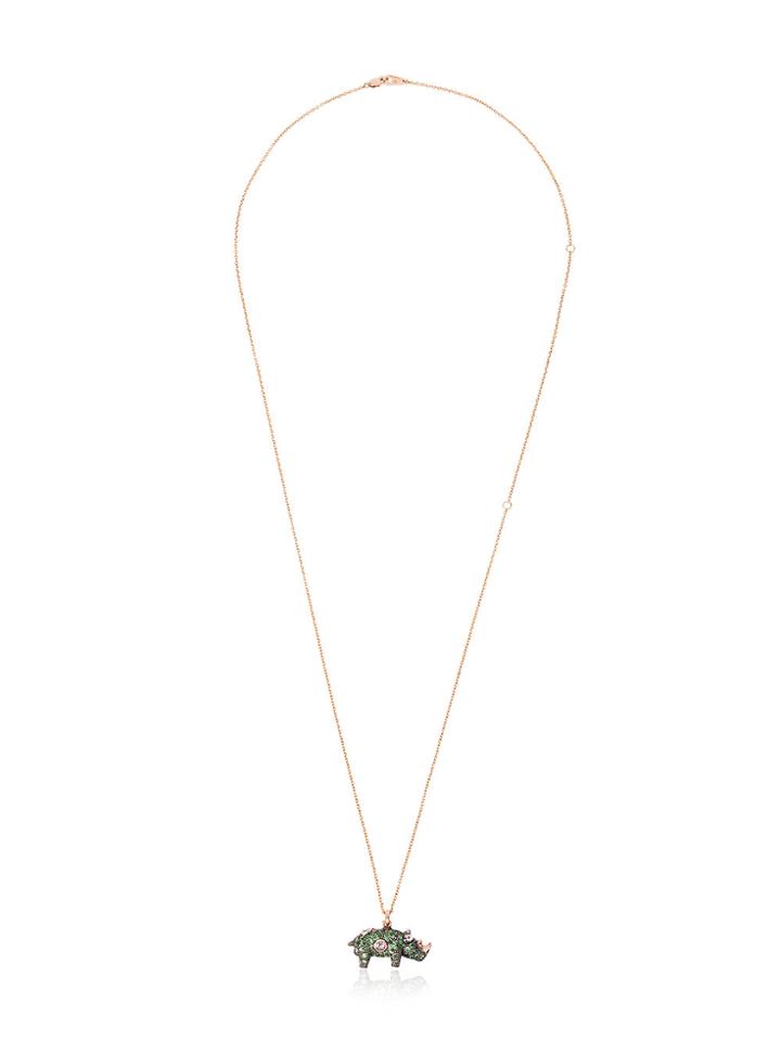 Bibi Van Der Velden 18k Gold And Diamond Rhino Necklace - Metallic