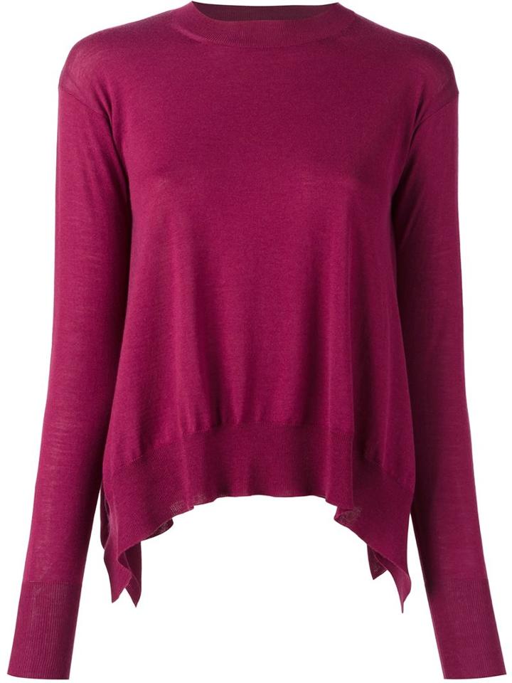 Stella Mccartney Curved Hem Jumper, Women's, Size: 42, Pink/purple, Virgin Wool