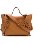 Elena Ghisellini Fringed Sides Tote - Brown