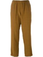 Alberto Biani Elasticated Waistband Trousers, Women's, Size: 44, Brown, Linen/flax/viscose