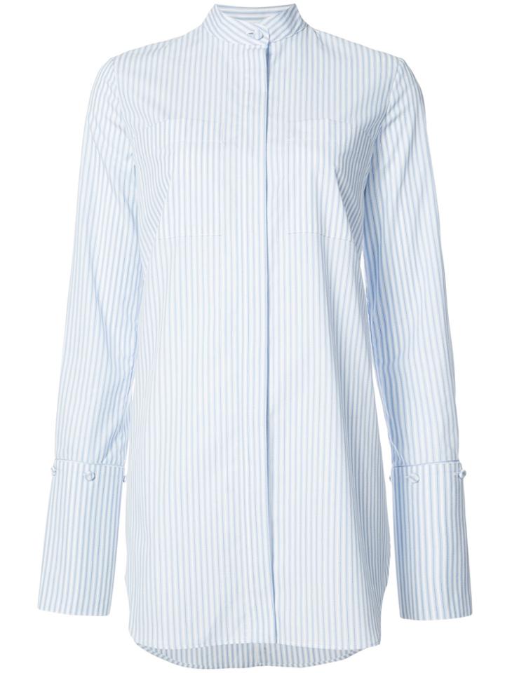 Adam Lippes Striped Blouse With Stand Collar - Blue