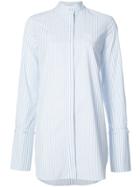 Adam Lippes Striped Blouse With Stand Collar - Blue