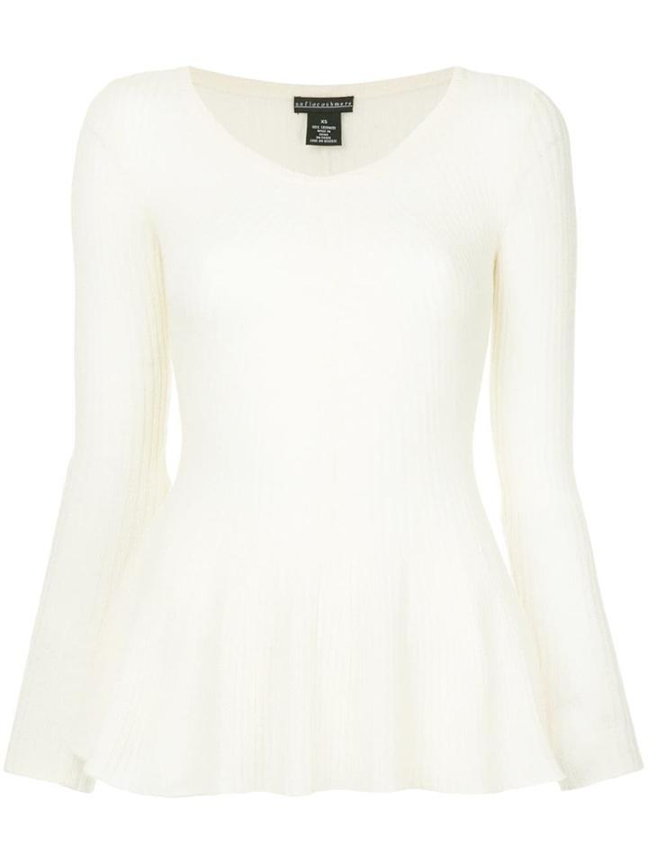 Sofia Cashmere Peplum Hem Jumper - White