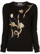 Oscar De La Renta Gold Roses Sweater - Black
