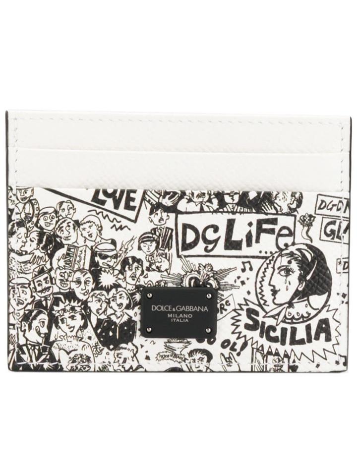 Dolce & Gabbana Graffiti Print Card Holder - White