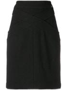Chanel Pre-owned Crisscross Detail Fitted Skirt - Black