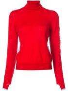 Barrie Distressed Roll Neck Pullover - Red