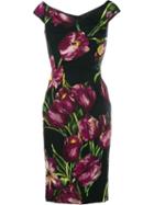 Dolce & Gabbana Floral Print Dress, Women's, Size: 48, Black, Silk/spandex/elastane