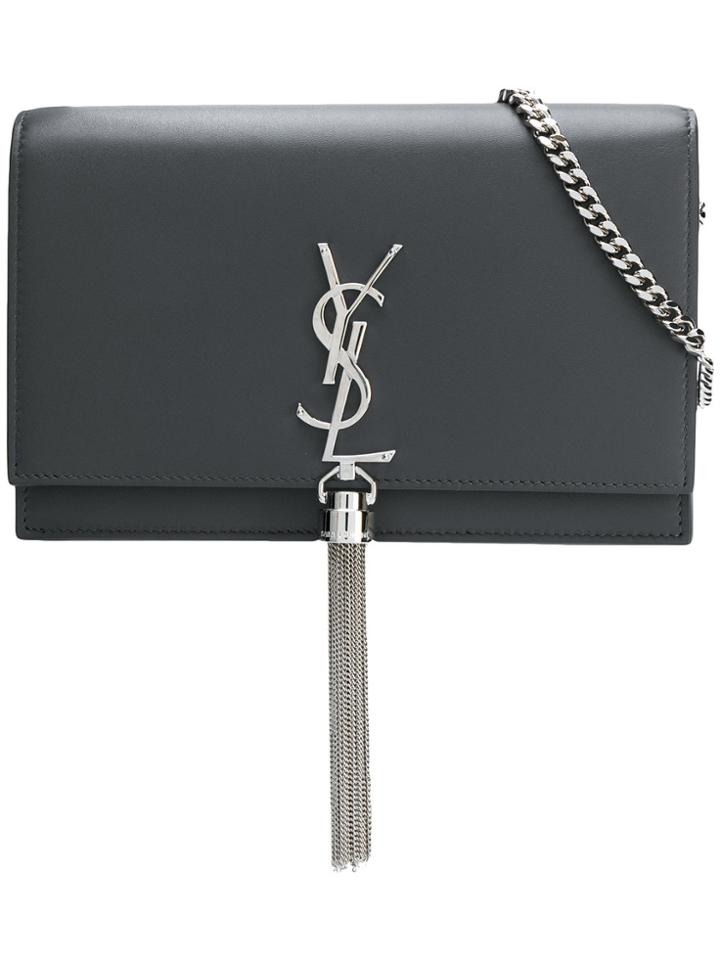 Saint Laurent Kate Tassel Cross Body Bag - Grey