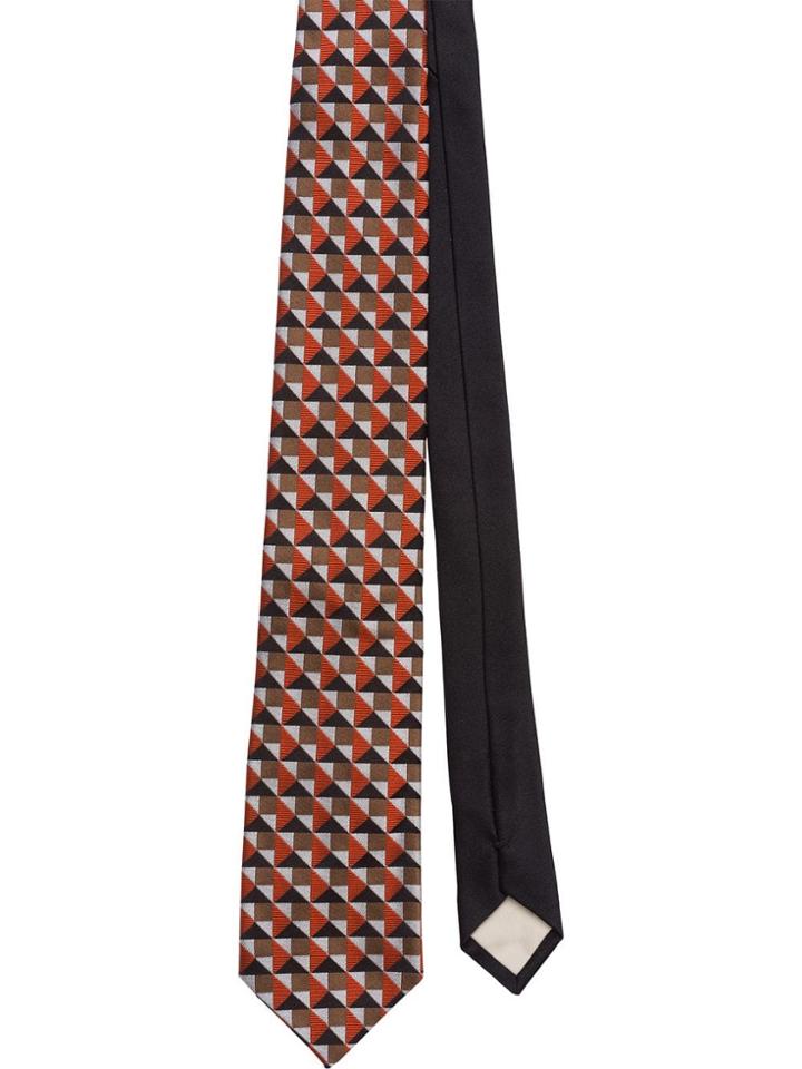 Prada Jacquard Print Tie - Orange