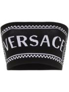 Versace Logo-intarsia Knitted Bandeau Top - Black