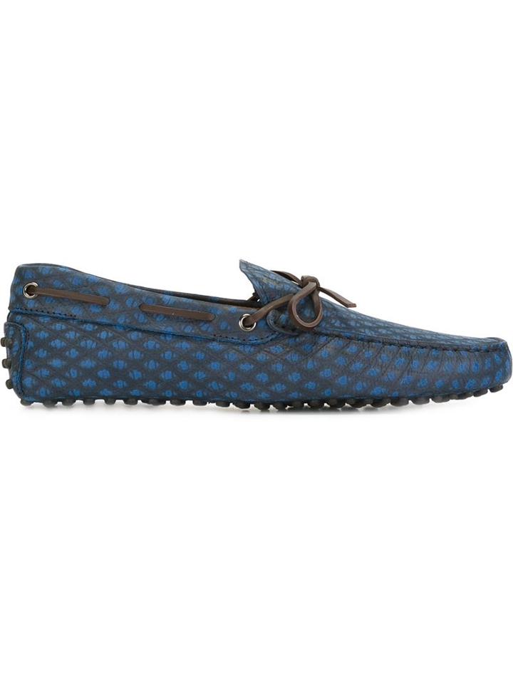 Tod S Gommino Driving Shoes, Men's, Size: 9, Blue, Leather/rubber