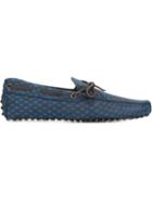 Tod S Gommino Driving Shoes, Men's, Size: 9, Blue, Leather/rubber