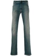 Etro Embroidered Panel Straight Jeans - Blue