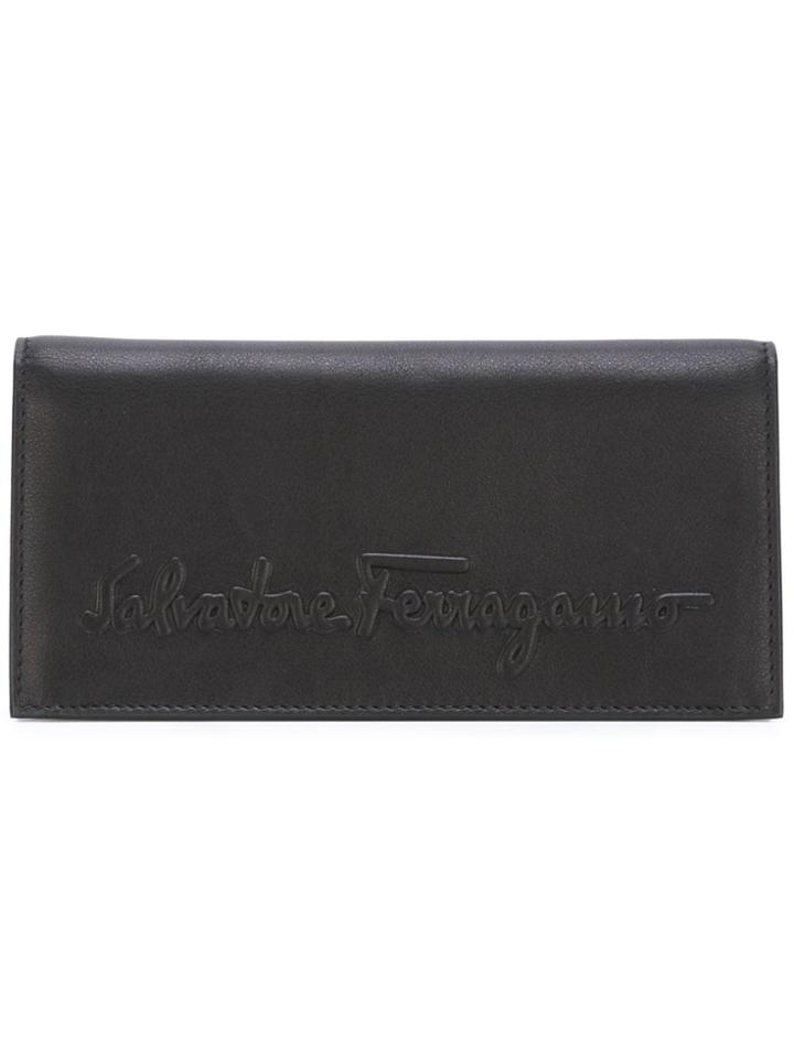 Salvatore Ferragamo Long Embossed Wallet - Black