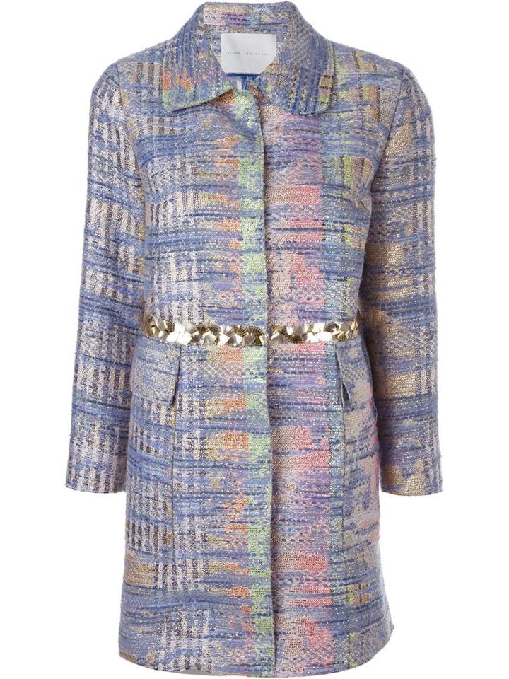 Giada Benincasa Woven Waist Applique Accent Single Breasted Coat