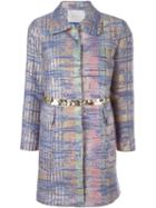 Giada Benincasa Woven Waist Applique Accent Single Breasted Coat