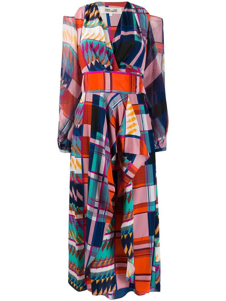 Diane Von Furstenberg Geometric Pattern Wrap Dress - Multicolour
