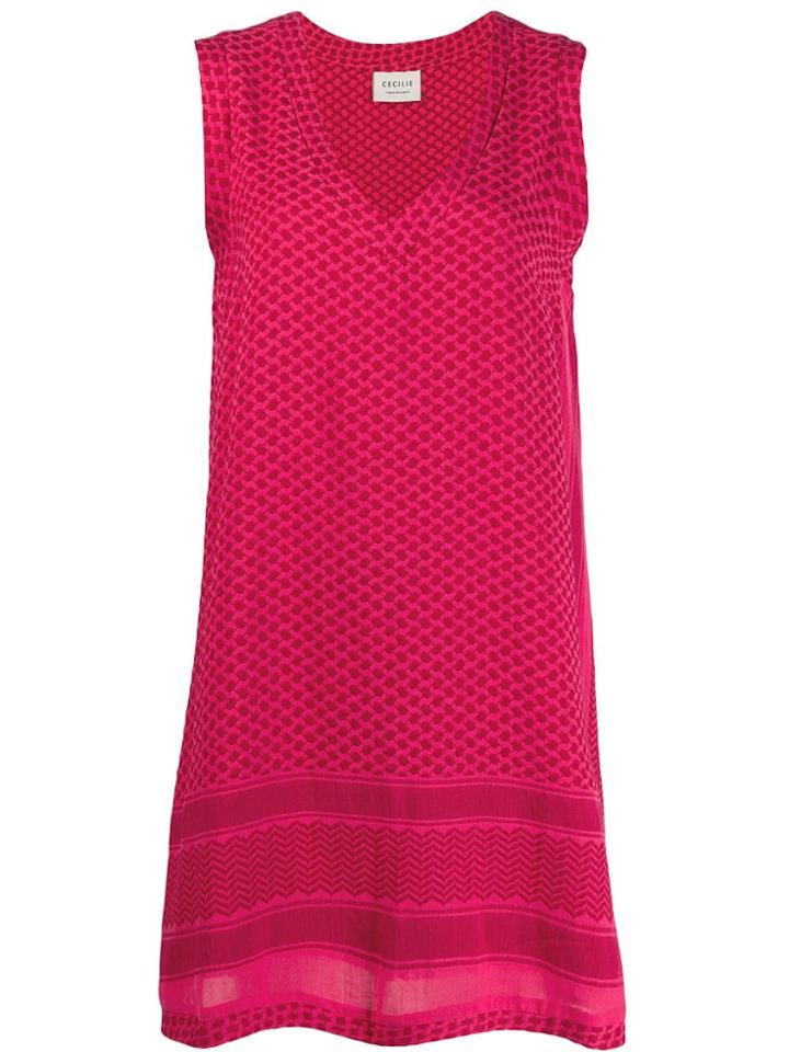 Cecilie Copenhagen Patterned V-neck Mini Dress - Red