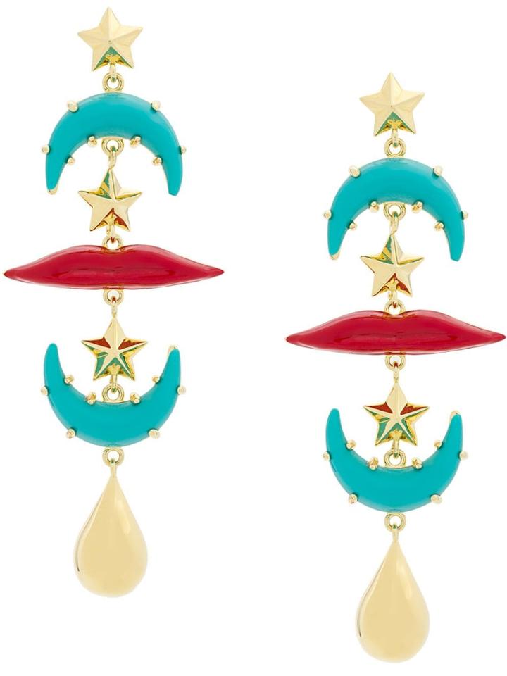 Eshvi Farfetch Exclusive Crescent Drop Earrings - Blue