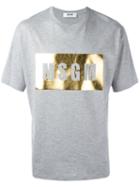Msgm Metallic Logo Print T-shirt, Men's, Size: Xl, Grey, Cotton