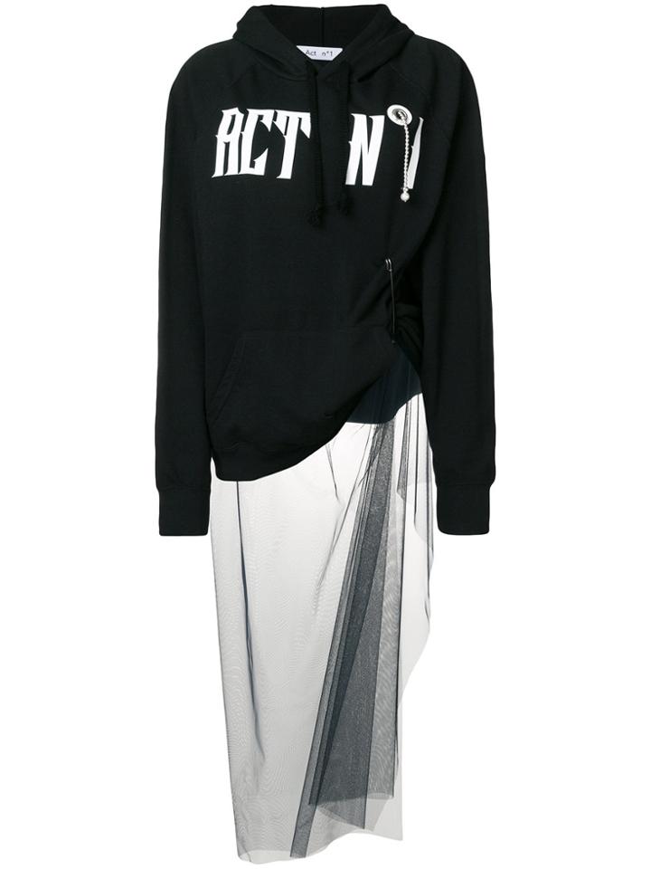 Act N&deg;1 Tulle Detail Hooded Sweatshirt - Black