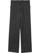 Burberry Pinstriped Stretch Wool Wide-leg Tailored Trousers - Black