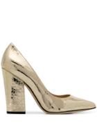 Sergio Rossi Embossed Leather Pumps - Gold