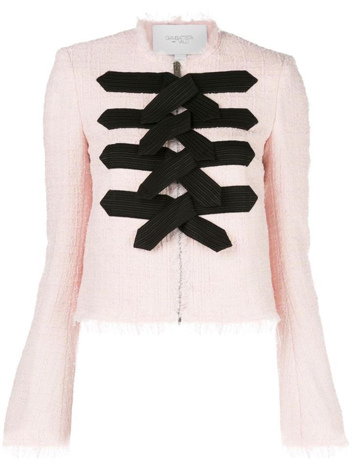 Giambattista Valli Ribbon Front Tweed Jacket - Pink