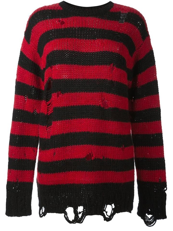 R13 Striped Frayed Pullover, Women's, Size: Xs, Black, Alpaca/merino/polyacrylic