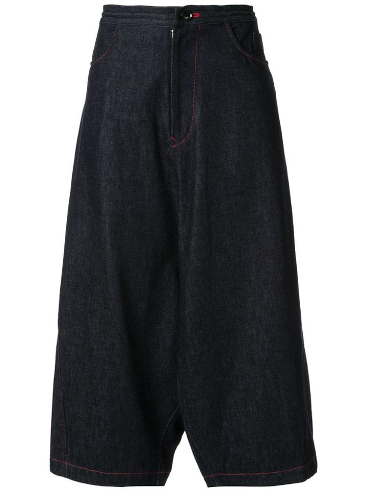 Y's Drop Crotch Denim Effect Trousers - Blue