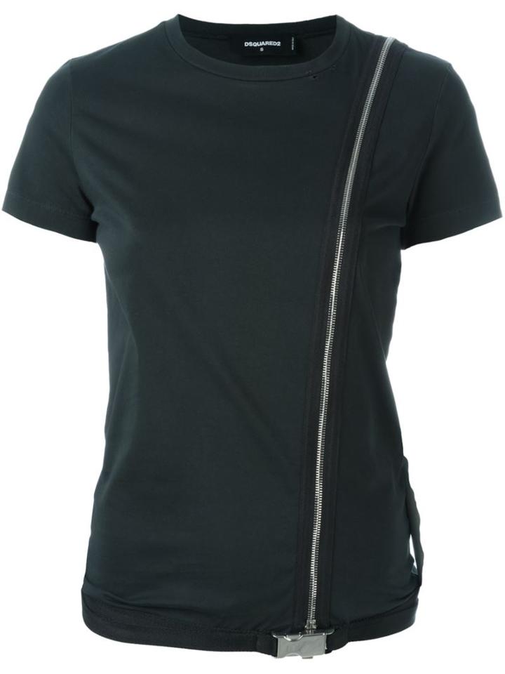 Dsquared2 Side Zip T-shirt, Women's, Size: Medium, Black, Cotton